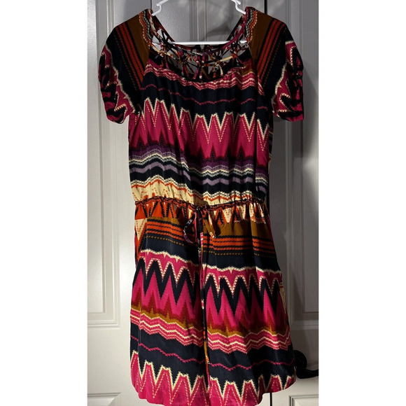 Gianni Bini Dress Boho Macramé Neckline Exposed Back Zipper--Women's SM - Picture 1 of 13